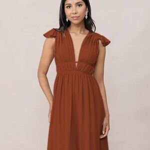 Revelry Cora Chiffon Rust Dress